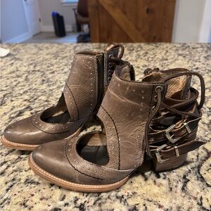 Freebird Distressed Brown Ankle Booties